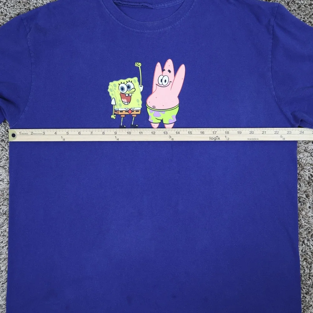 Vintage Y2K SpongeBob SquarePants Patrick Cast Graphic T-Shirt XL Blue‎ Cotton
